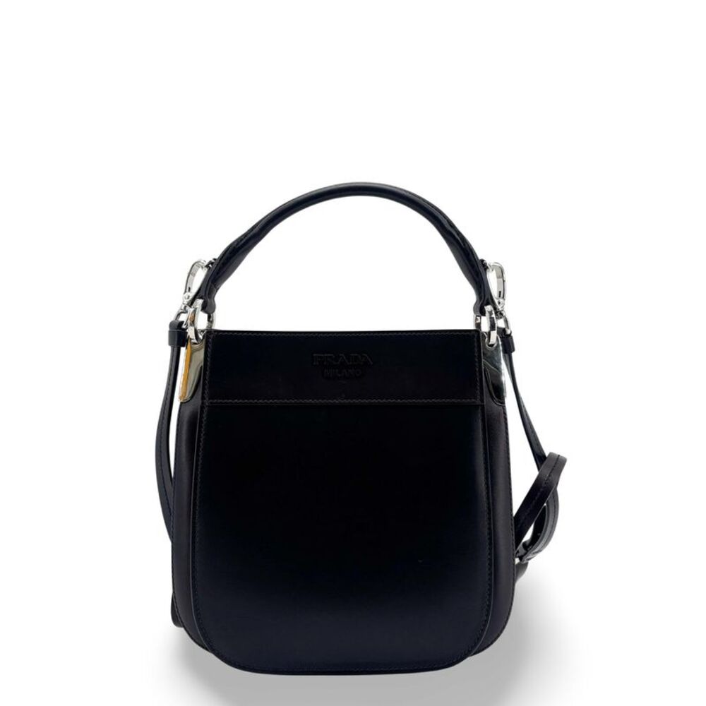 Prada Margit Small Leather Shoulder Bag Black